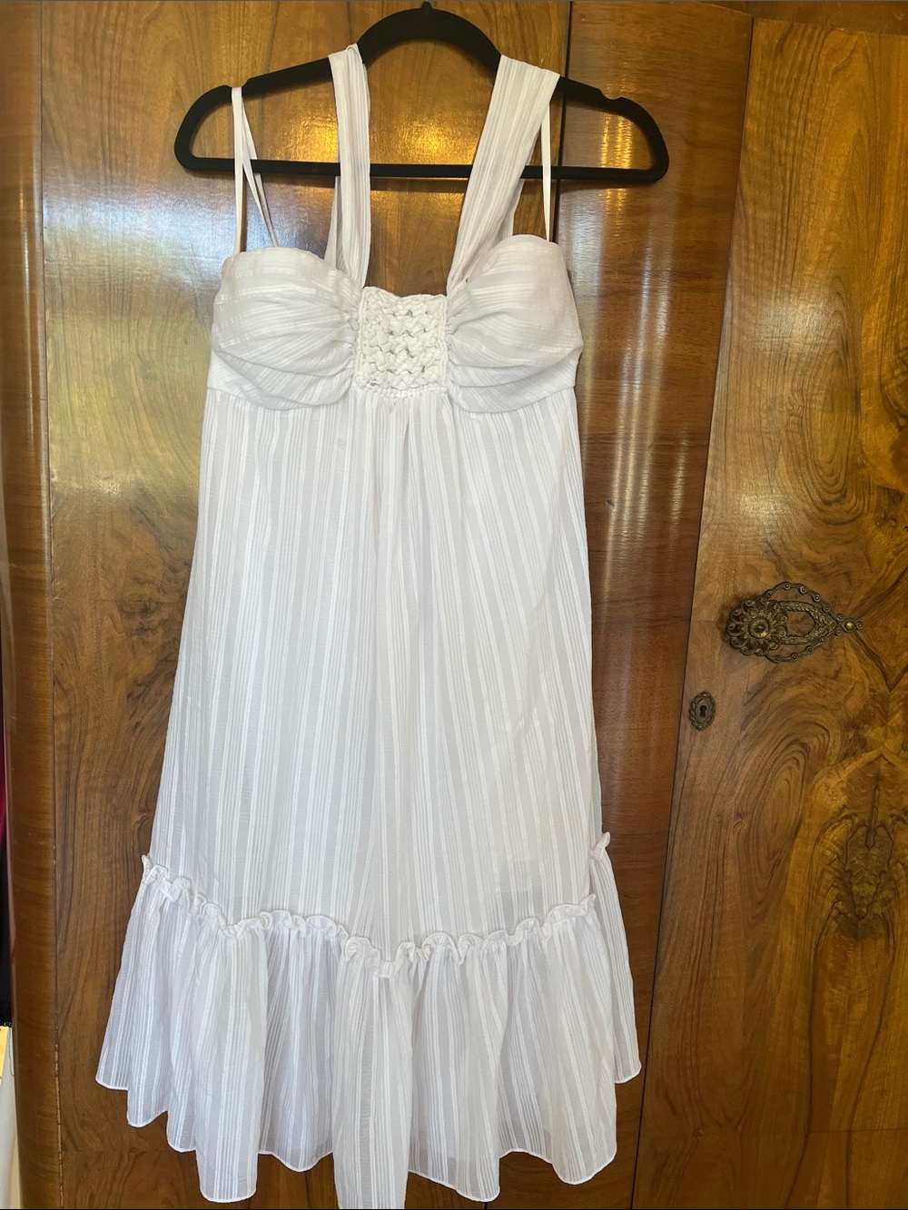 BCBG Paris Empire Waist White Halter Dress Size 8
